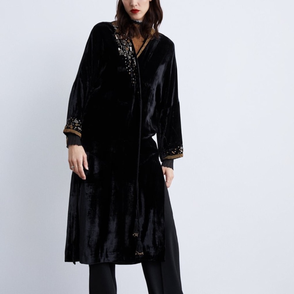Zara Beaded Velvet Duster
